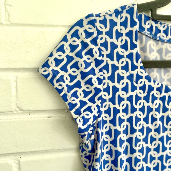 Jude Connally Blue and White “Mini Link” Geometric Mini Dress SZ S - Picture 3 of 7